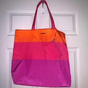CLINIQUE COLOR BLOCK TOTE BAG WITH WALLET